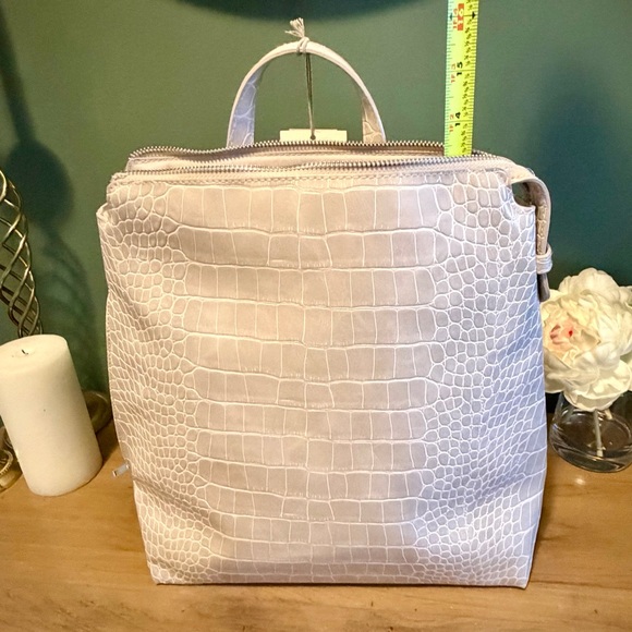 NWT A New Day Croc-Embossed Backpack Gray Faux Leather Minimalist Chic - Picture 10 of 12